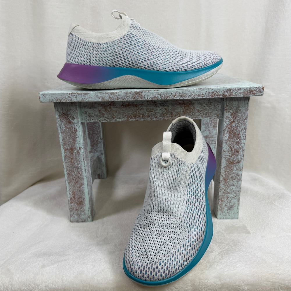 Allbirds Tree Dasher Relay Women 9.5 White Teal Purple Ombre Slip‎ On Sneakers